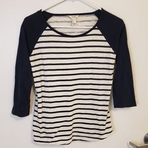 3 for $15 - Navy & White Stripe Print Baseball T-Shirt